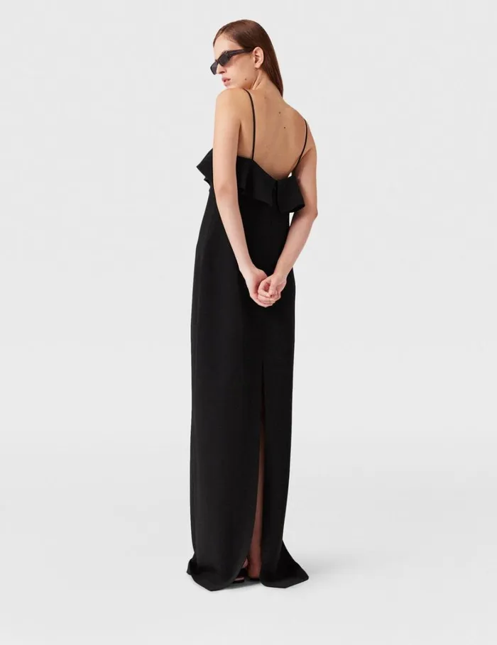 Women Stella McCartney Dresses Ruffle Tier VNeck Dress Black Women Stella McCartney Dresses Ruffle Tier VNeck Dress Black