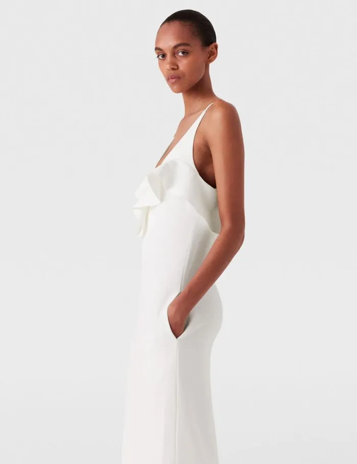 Women Stella McCartney Dresses Ruffle Tier VNeck Dress White Women Stella McCartney Dresses Ruffle Tier VNeck Dress White