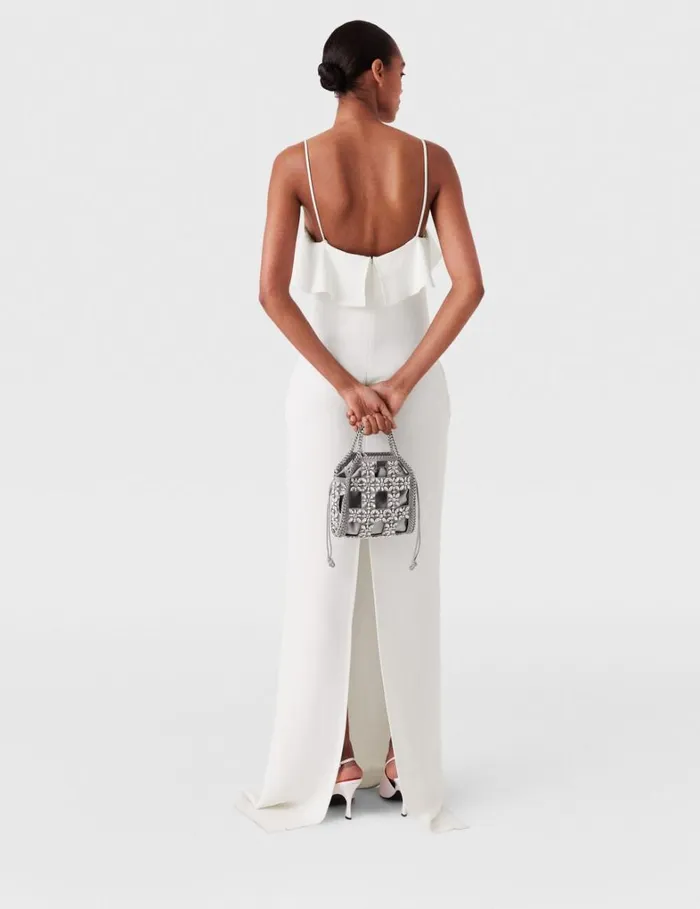 Women Stella McCartney Dresses Ruffle Tier VNeck Dress White Women Stella McCartney Dresses Ruffle Tier VNeck Dress White