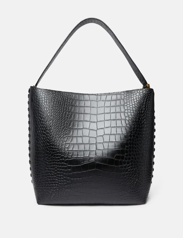 Women Stella McCartney Frayme Bag Frayme CrocEffect Embossed Tote Bag Black Women Stella McCartney Frayme Bag Frayme CrocEffect Embossed Tote Bag Black
