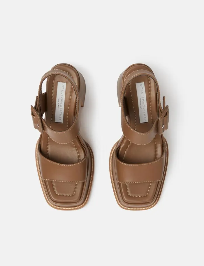Women Stella McCartney Heels Skyla Buckled Platform Sandals Pitch Black Women Stella McCartney Heels Skyla Buckled Platform Sandals Pitch Black