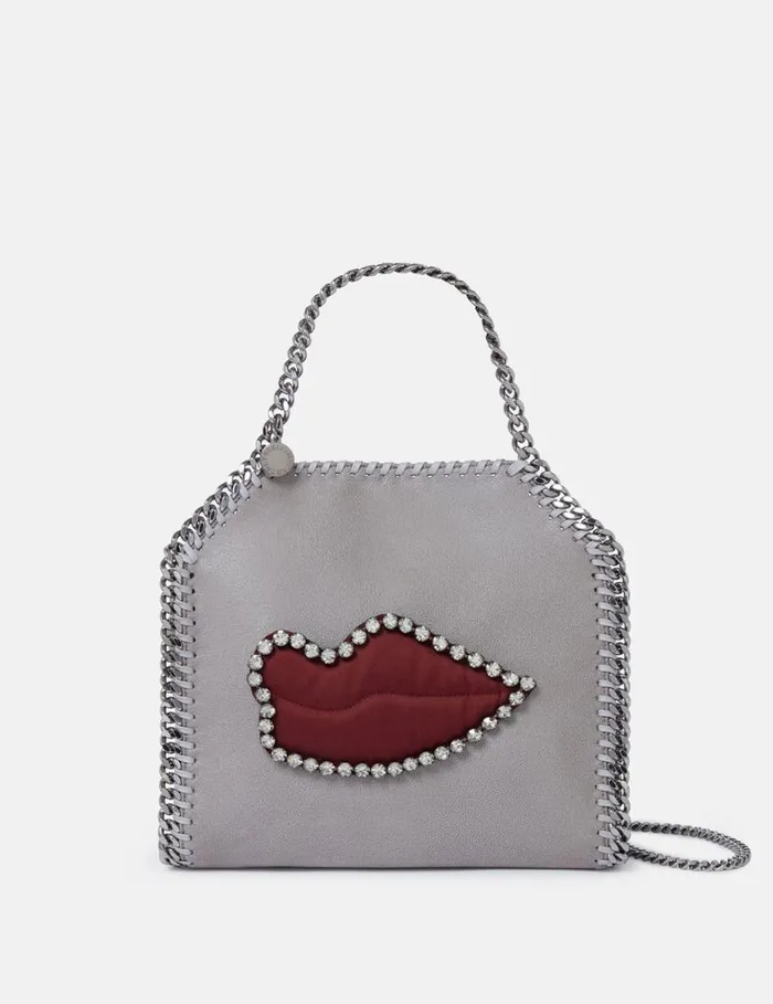 Women Stella McCartney Iconic Falabella Falabella Lips Mini Tote Bag Grey