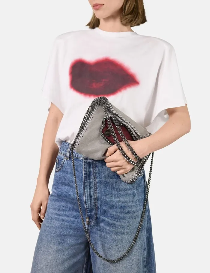 Women Stella McCartney Iconic Falabella Falabella Lips Mini Tote Bag Grey Women Stella McCartney Iconic Falabella Falabella Lips Mini Tote Bag Grey