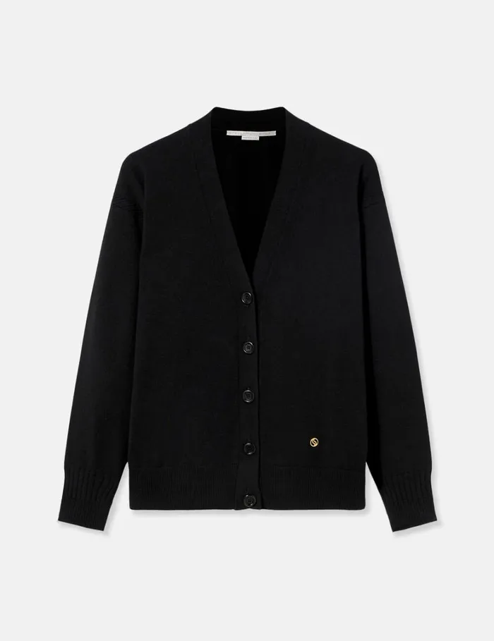 Women Stella McCartney Knitwear Round Neck Long Sleeved Cardigan Black