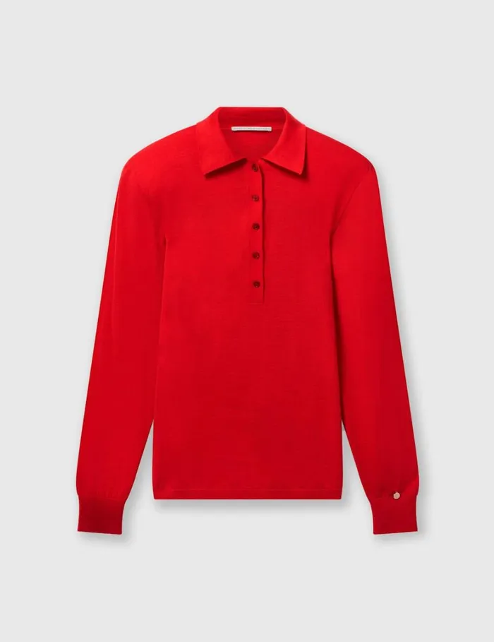 Women Stella McCartney Knitwear Strong Shoulder Polo Shirt Lipstick Red