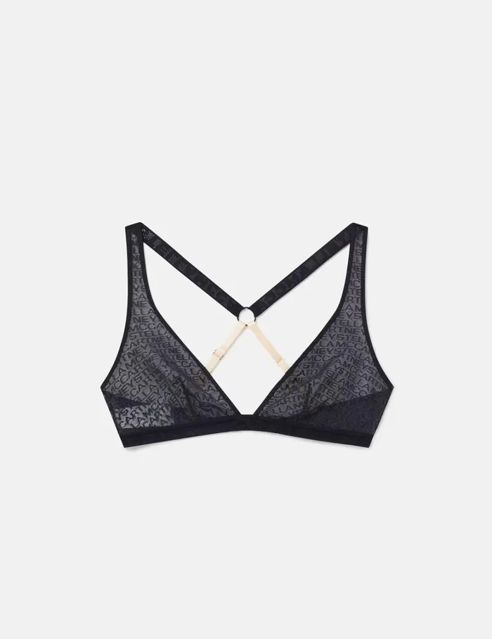 Women Stella McCartney Lingerie And Sleepwear Monogram Mesh Soft Cup Bra Black