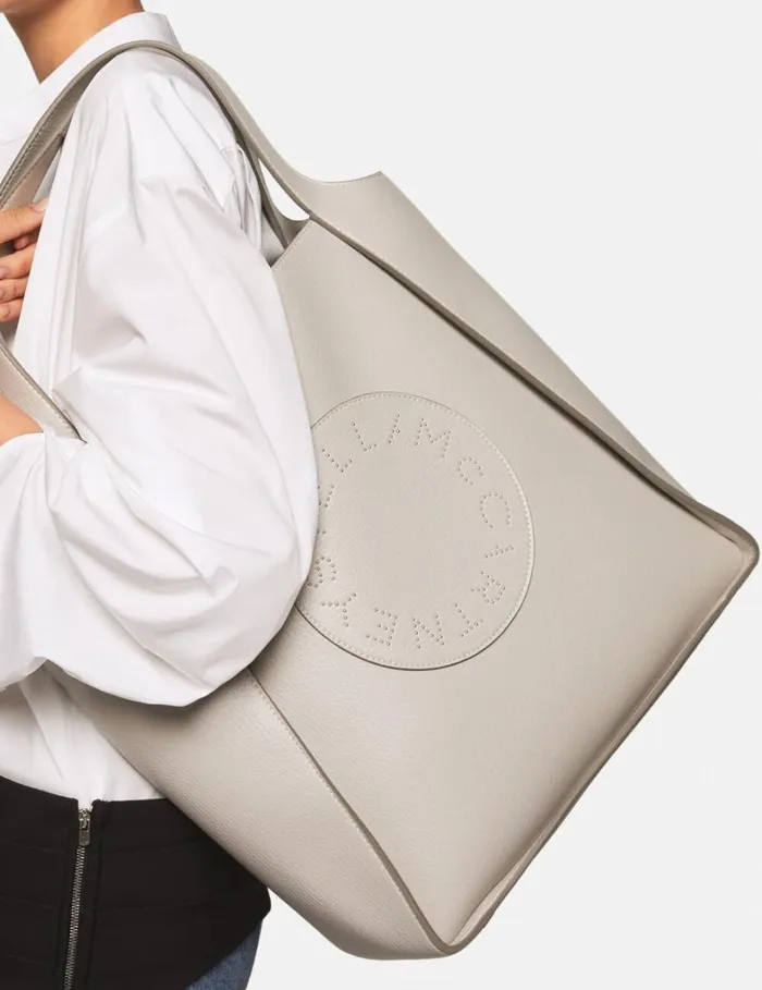 Women Stella McCartney Logo Bag Logo Tote Bag Fog Grey