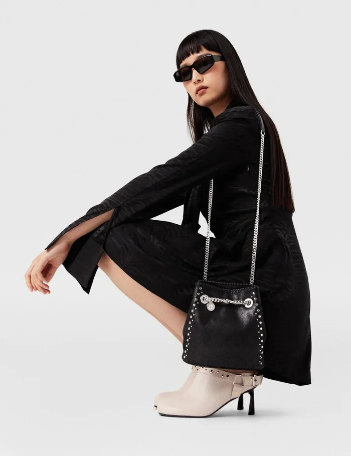 Women Stella McCartney Mini Bags And Clutches Falabella Studded Bucket Bag Pitch Black Women Stella McCartney Mini Bags And Clutches Falabella Studded Bucket Bag Pitch Black