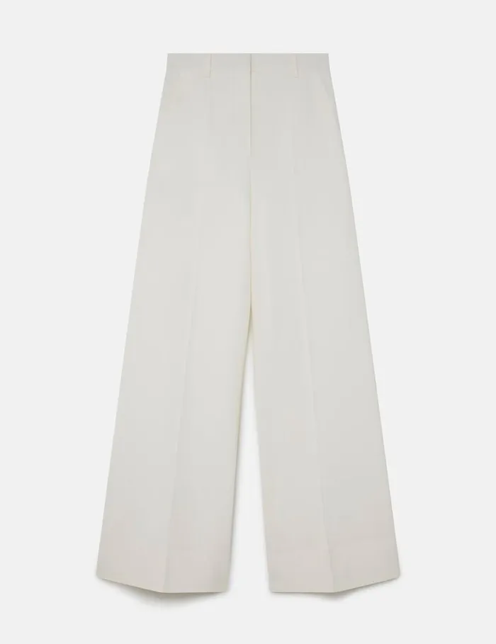 Women Stella McCartney Pants And Shorts HighRise WideLeg Wool Pants Cream White
