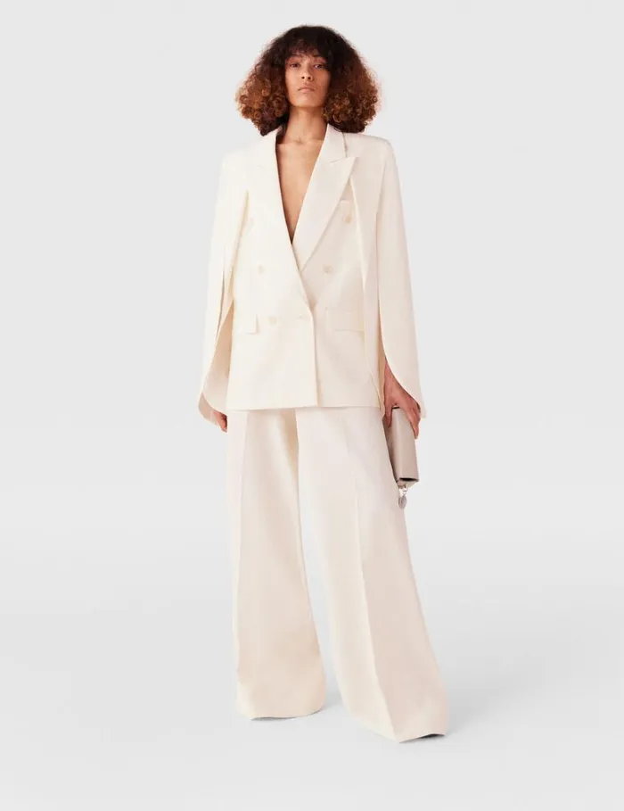 Women Stella McCartney Pants And Shorts HighRise WideLeg Wool Pants Cream White Women Stella McCartney Pants And Shorts HighRise WideLeg Wool Pants Cream White