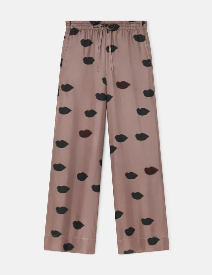 Women Stella McCartney Pants And Shorts Oversized Lips Print Pants Ashy Mauve