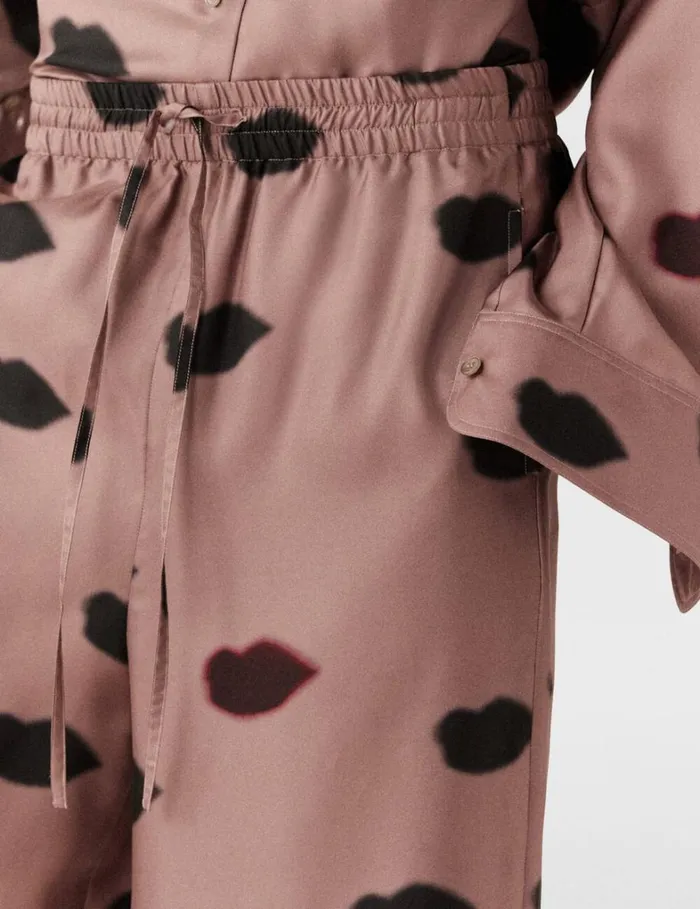 Women Stella McCartney Pants And Shorts Oversized Lips Print Pants Ashy Mauve Women Stella McCartney Pants And Shorts Oversized Lips Print Pants Ashy Mauve