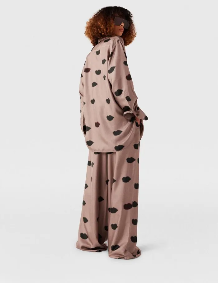 Women Stella McCartney Pants And Shorts Oversized Lips Print Pants Ashy Mauve Women Stella McCartney Pants And Shorts Oversized Lips Print Pants Ashy Mauve