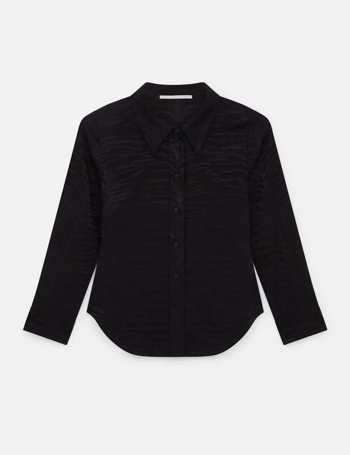 Women Stella McCartney Shirts And Tops Tiger Print Cropped Sleeve Shirt Black Tiger Print Women Stella McCartney Shirts And Tops Tiger Print Cropped Sleeve Shirt Black Tiger Print