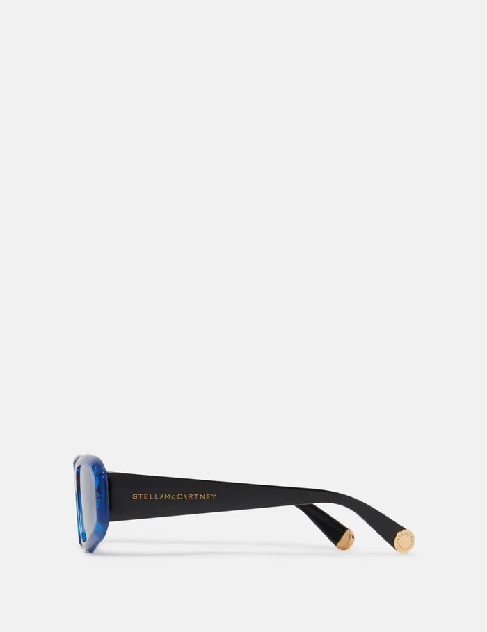 Women Stella McCartney Sunglasses Abstract Rectangle Sunglasses Translucent Electric Blue Women Stella McCartney Sunglasses Abstract Rectangle Sunglasses Translucent Electric Blue