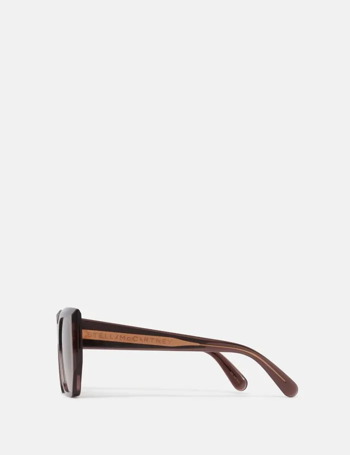 Women Stella McCartney Sunglasses Chunky Square CatEye Sunglasses Glossy Dark Chocolate And Gold Women Stella McCartney Sunglasses Chunky Square CatEye Sunglasses Glossy Dark Chocolate And Gold