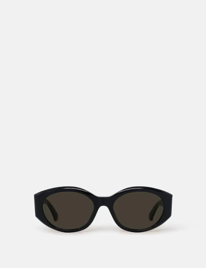 Women Stella McCartney Sunglasses Falabella Oval Sunglasses Glossy Black
