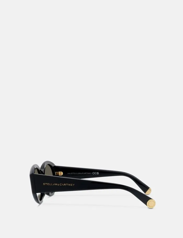 Women Stella McCartney Sunglasses Falabella Oval Sunglasses Glossy Black Women Stella McCartney Sunglasses Falabella Oval Sunglasses Glossy Black