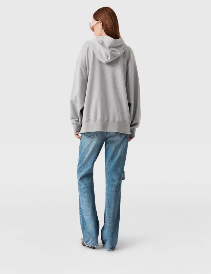 Women Stella McCartney Sweatshirts And TShirts Floral Embroidered Logo Hoodie Grey Melange Women Stella McCartney Sweatshirts And TShirts Floral Embroidered Logo Hoodie Grey Melange