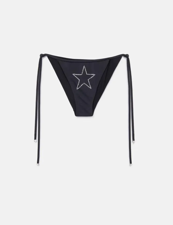 Women Stella McCartney Swimwear Diamant Star SideTie Bikini Briefs Black