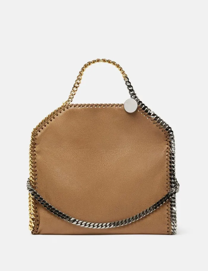 Women Stella McCartney TopHandle Bags Falabella FoldOver Tote Bag Pecan Brown