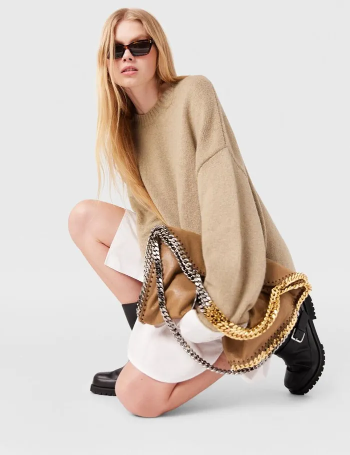 Women Stella McCartney TopHandle Bags Falabella FoldOver Tote Bag Pecan Brown Women Stella McCartney TopHandle Bags Falabella FoldOver Tote Bag Pecan Brown