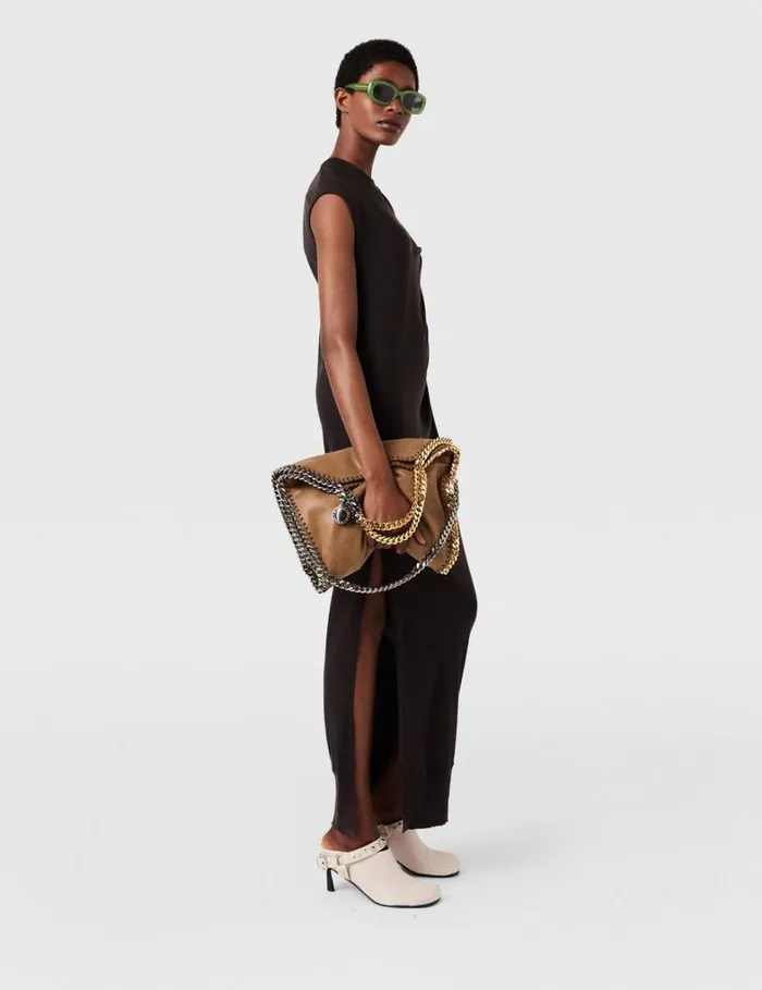 Women Stella McCartney TopHandle Bags Falabella FoldOver Tote Bag Pecan Brown Women Stella McCartney TopHandle Bags Falabella FoldOver Tote Bag Pecan Brown