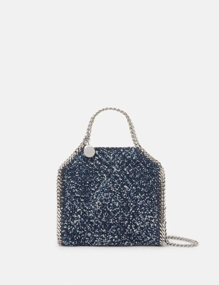 Women Stella McCartney TopHandle Bags Falabella Tiny Boucl Tote Bag Speckled Blue