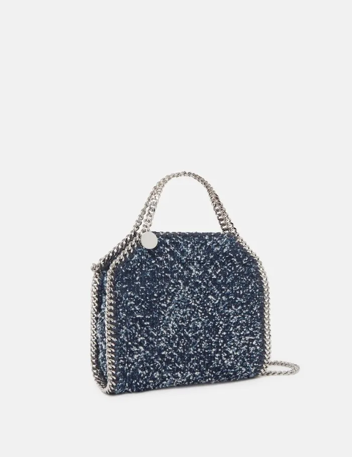 Women Stella McCartney TopHandle Bags Falabella Tiny Boucl Tote Bag Speckled Blue Women Stella McCartney TopHandle Bags Falabella Tiny Boucl Tote Bag Speckled Blue
