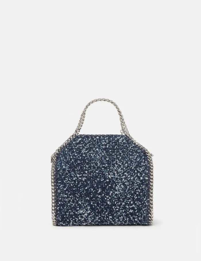 Women Stella McCartney TopHandle Bags Falabella Tiny Boucl Tote Bag Speckled Blue Women Stella McCartney TopHandle Bags Falabella Tiny Boucl Tote Bag Speckled Blue