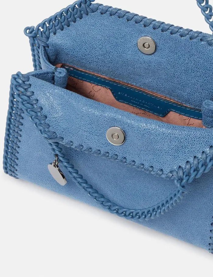 Women Stella McCartney TopHandle Bags Falabella Tiny Enamel Tote Bag Sky Blue Women Stella McCartney TopHandle Bags Falabella Tiny Enamel Tote Bag Sky Blue