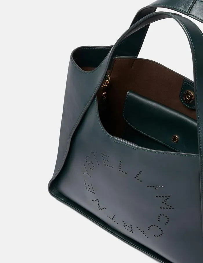 Women Stella McCartney TopHandle Bags Logo Crossbody Tote Bag Pine Green Women Stella McCartney TopHandle Bags Logo Crossbody Tote Bag Pine Green