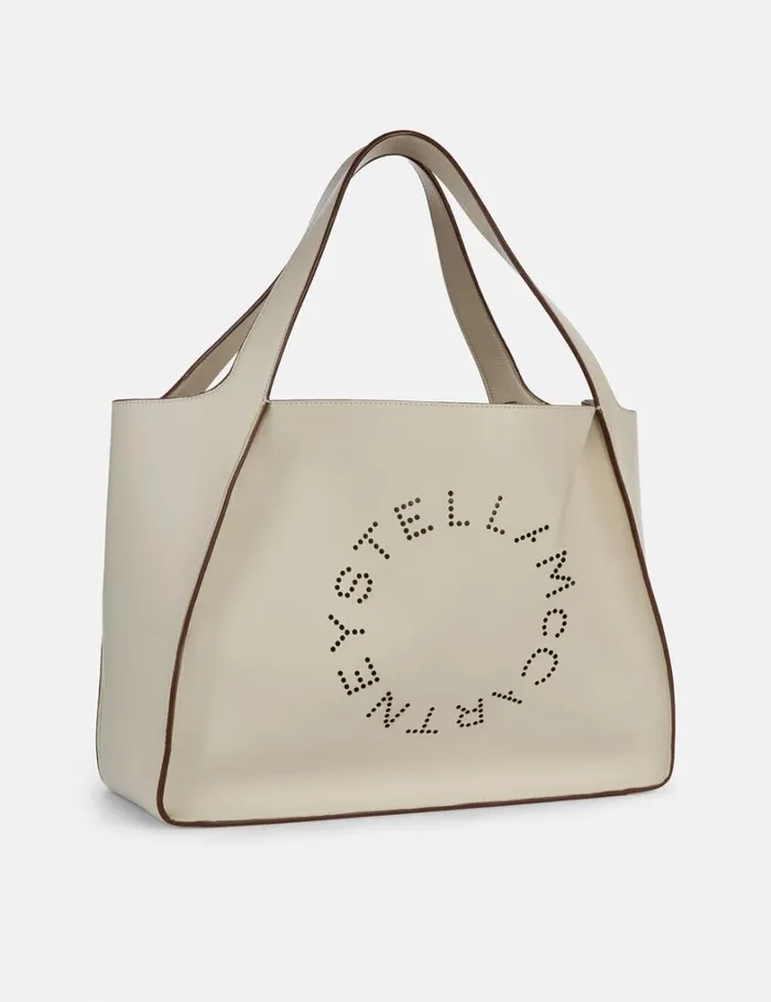 Women Stella McCartney TopHandle Bags Logo Tote Bag Pure White Women Stella McCartney TopHandle Bags Logo Tote Bag Pure White