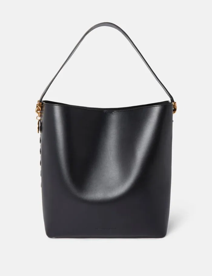 Women Stella McCartney Tote Bags Frayme Whipstitch Tote Bag Midnight Black