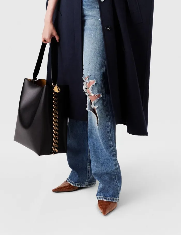 Women Stella McCartney Tote Bags Frayme Whipstitch Tote Bag Midnight Black Women Stella McCartney Tote Bags Frayme Whipstitch Tote Bag Midnight Black