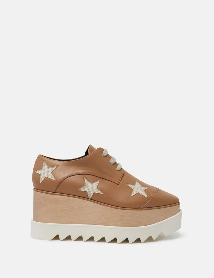 Women Stella McCartney Wedges Elyse Stars Platform Shoes Butterscotch