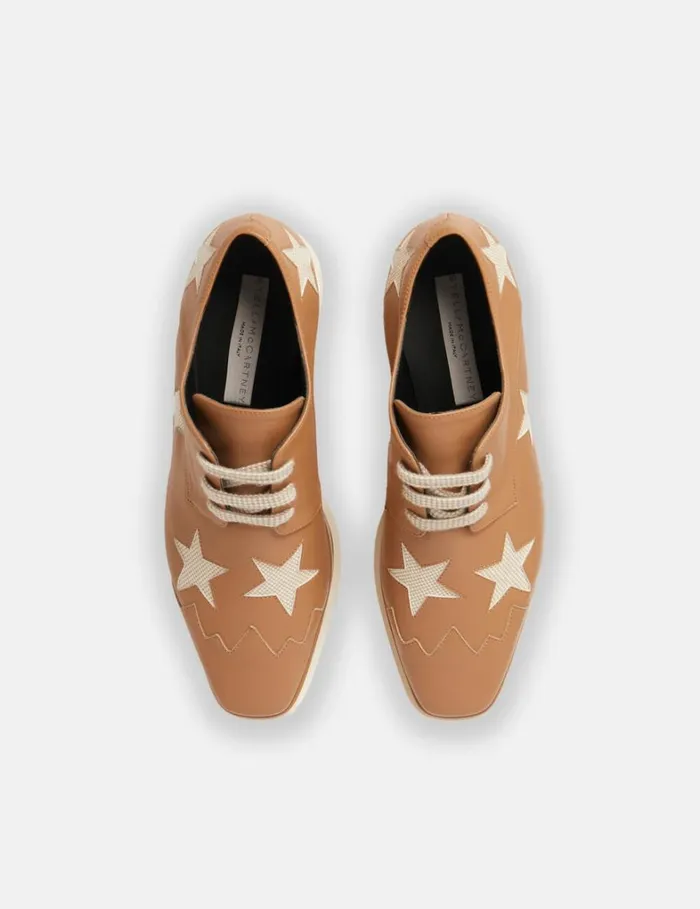 Women Stella McCartney Wedges Elyse Stars Platform Shoes Butterscotch Women Stella McCartney Wedges Elyse Stars Platform Shoes Butterscotch