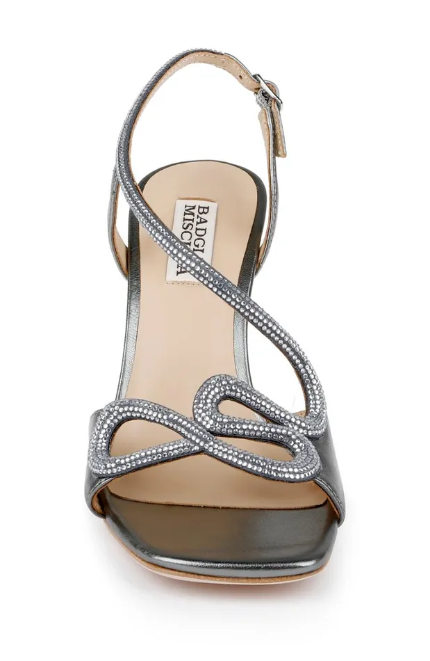 Women Stiletto Badgley Mischka Anessa Open Toe Stilettos With Jeweled Cutout Strap Black