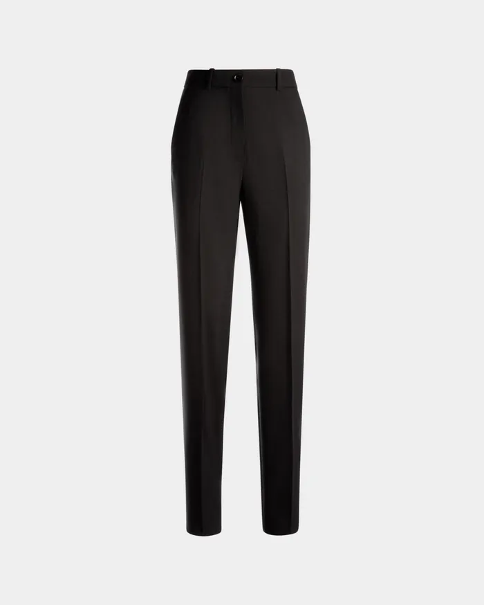 Women Straight Fit Pants In Black Wool Bally Pants