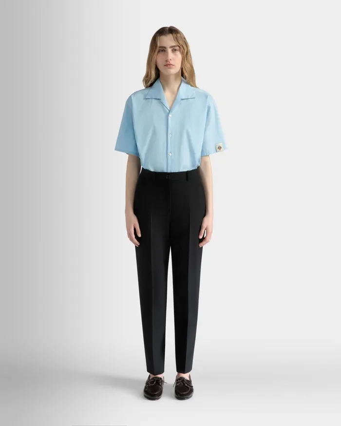 Women Straight Fit Pants In Black Wool Bally Pants