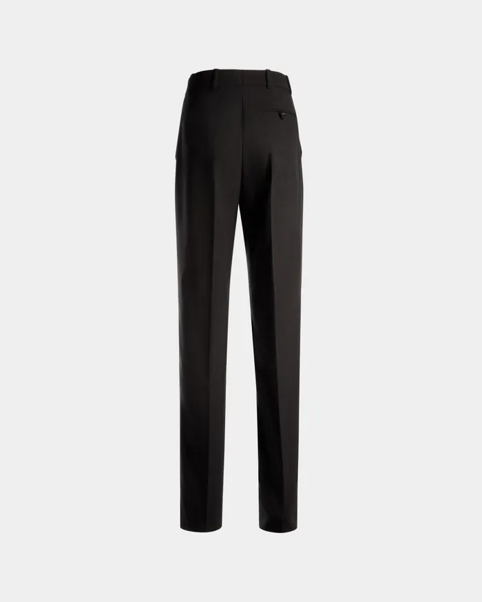 Women Straight Fit Pants In Black Wool Bally Pants