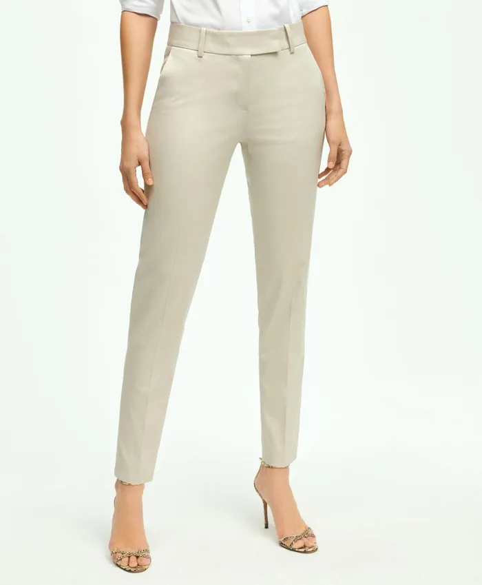Women Stretch Cotton Advantage Chino Pants Stone Brooks Brothers Pants and Skirts