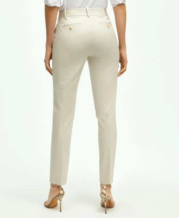 Women Stretch Cotton Advantage Chino Pants Stone Brooks Brothers Pants and Skirts