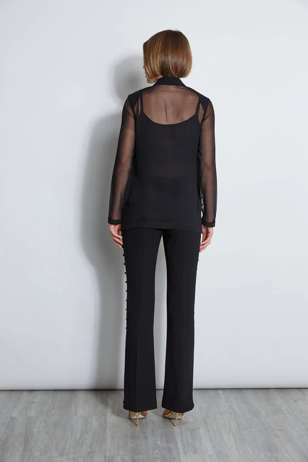 Women Suiting Elie Tahari Chiffon Combo Crepe Blazer Black