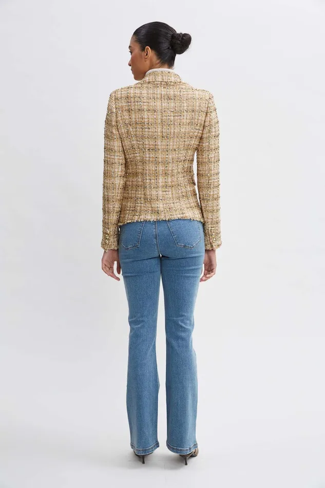 Women Suiting Elie Tahari Metallic Tweed Blazer Gold Multi