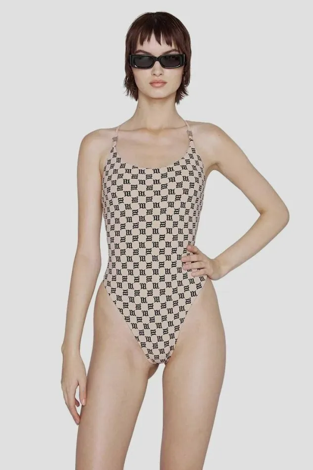 Women SWIM SIGNATURE MONOGRAM ONE PIECE BEIGE MISBHV Swimwear