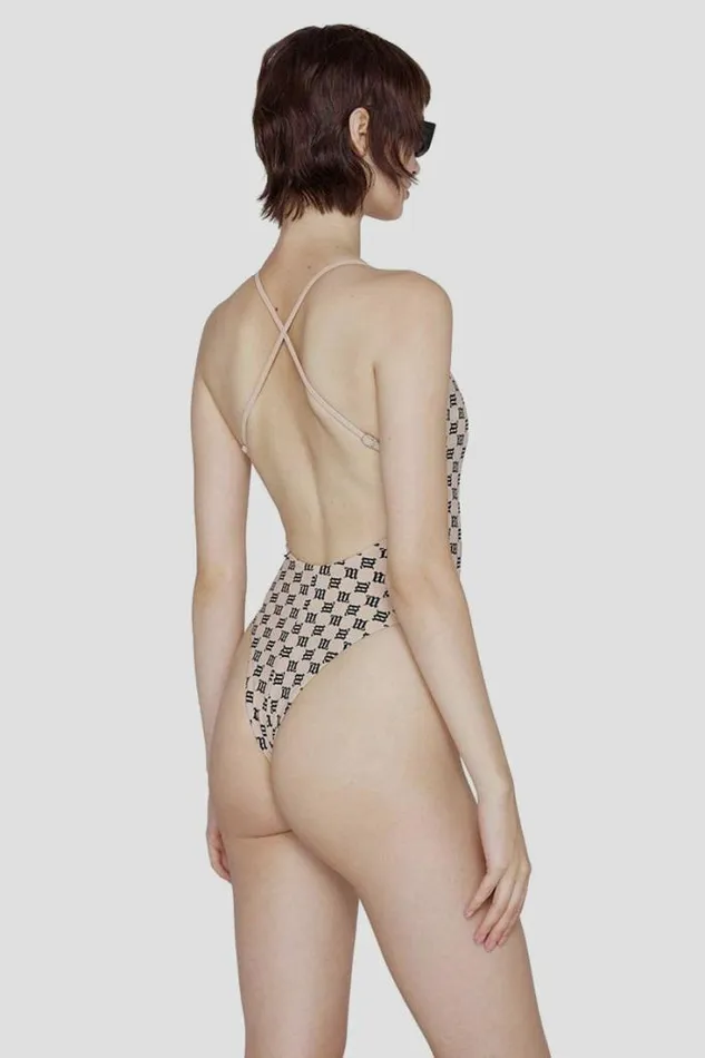 Women SWIM SIGNATURE MONOGRAM ONE PIECE BEIGE MISBHV Swimwear