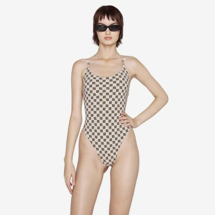 Women SWIM SIGNATURE MONOGRAM ONE PIECE BEIGE MISBHV Swimwear
