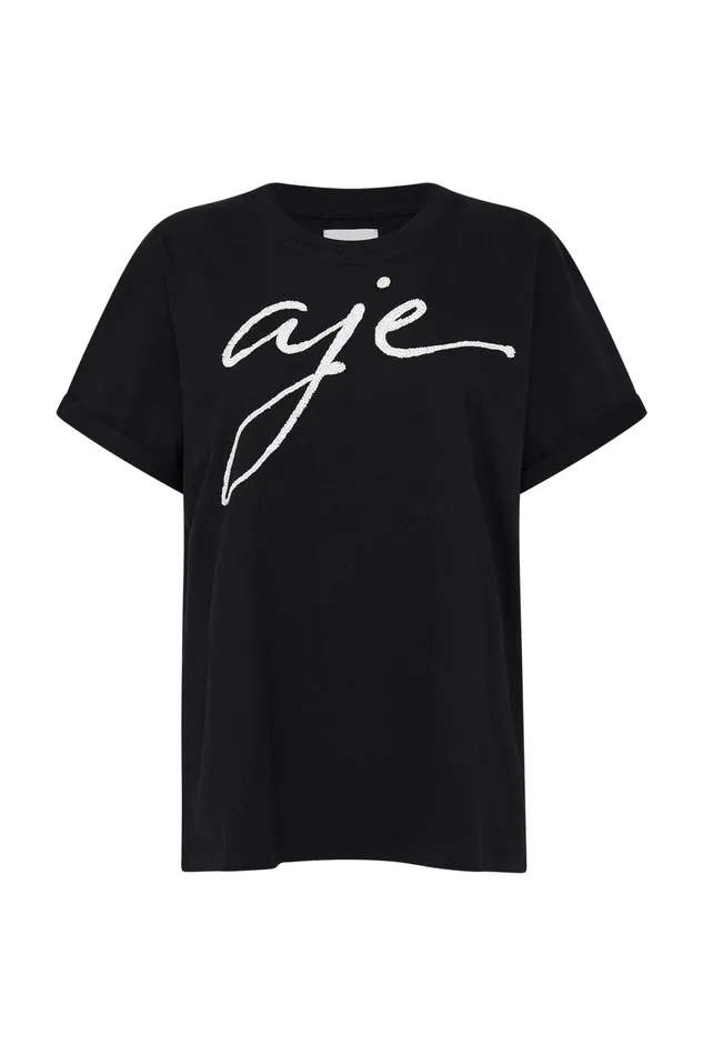 Women Tees Aje Enya Embellished Boyfriend Tee Blackwhite