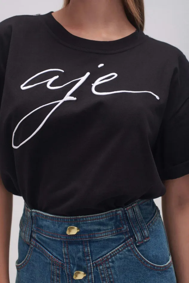 Women Tees Aje Enya Embellished Boyfriend Tee Blackwhite